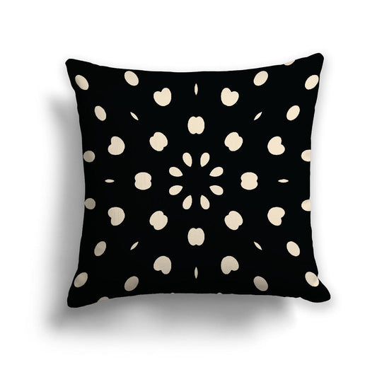 Black Cotton Canvas Cushion Covers with Beige Burst Pattern on Front, 18 x 18 inches / 46 x 46 cm