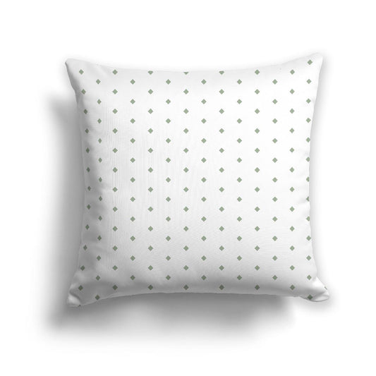 Off-White Cotton Canvas Cushion Covers with Fine Green Diamonds on Front, CACU-1052-111