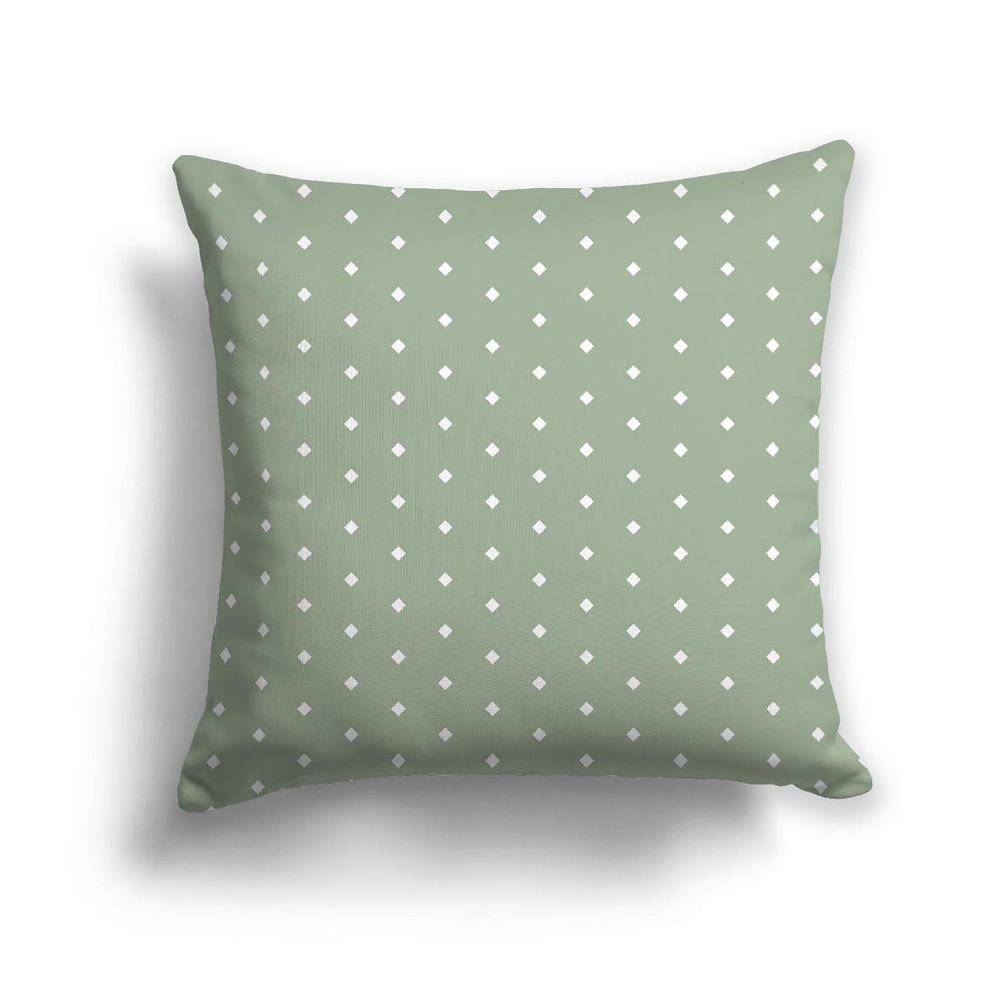 Green Cotton Canvas Cushion Covers with Fine Off-White Diamonds on Front, CACU-1052-112