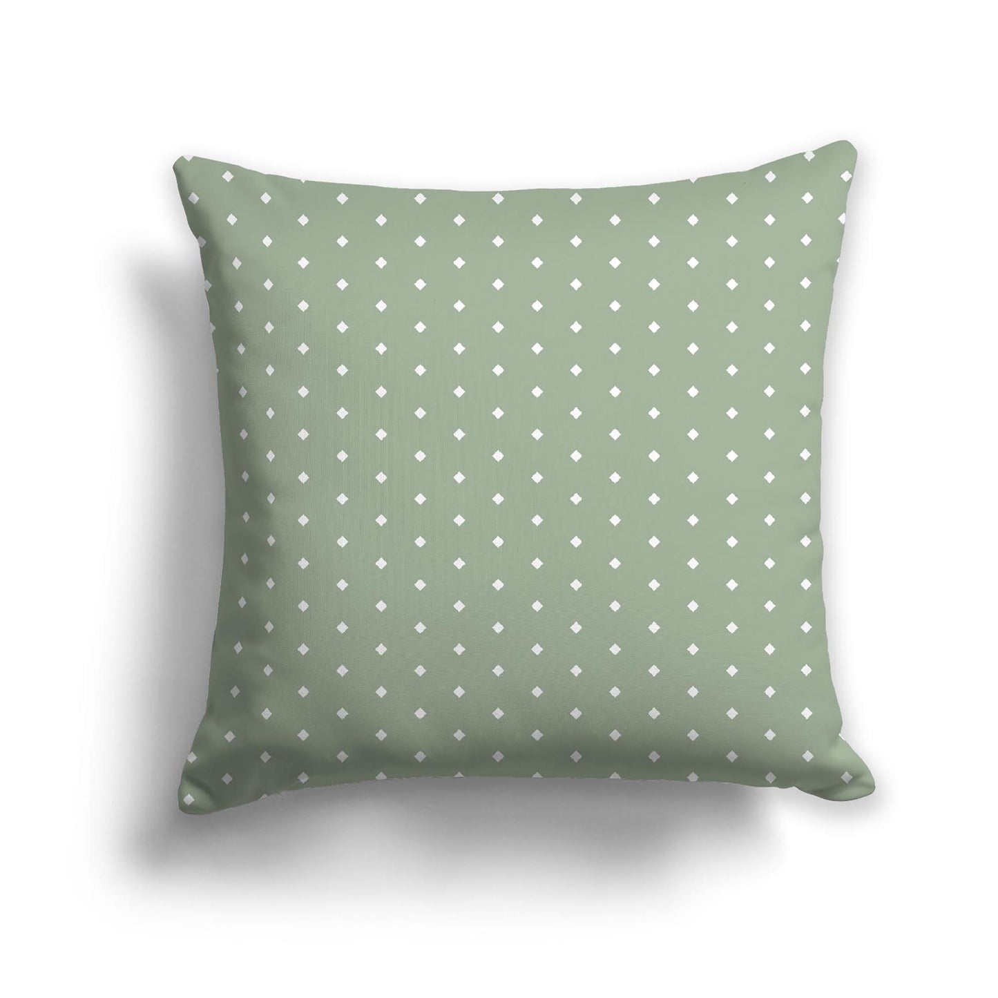 Green Cotton Canvas Cushion Covers with Fine Off-White Diamonds on Front, CACU-1052-112