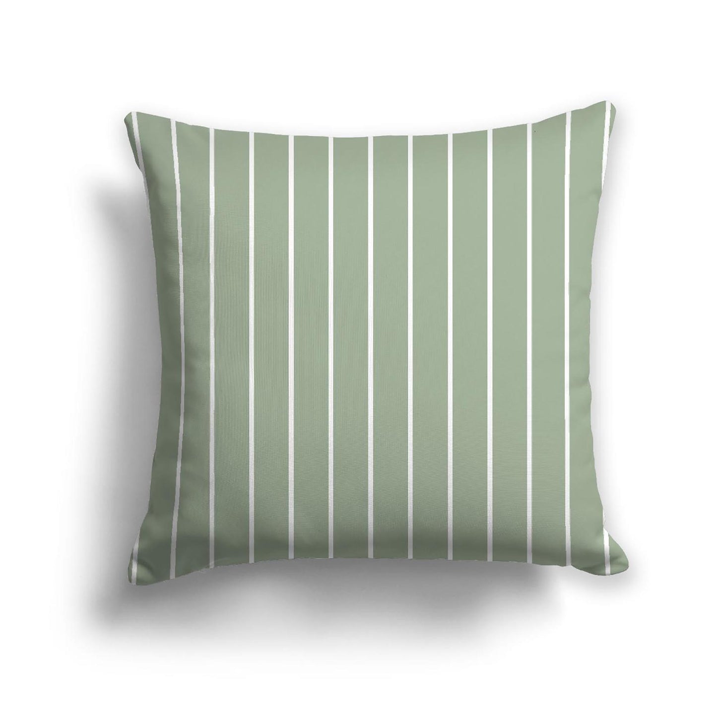 Green Cotton Canvas Cushion Covers with Fine Off-White Stripes on Front, CACU-1052-152