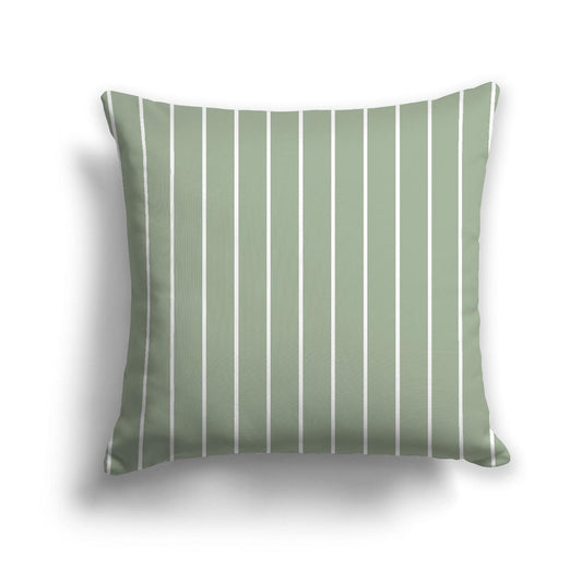Green Cotton Canvas Cushion Covers with Fine Off-White Stripes on Front, CACU-1052-152