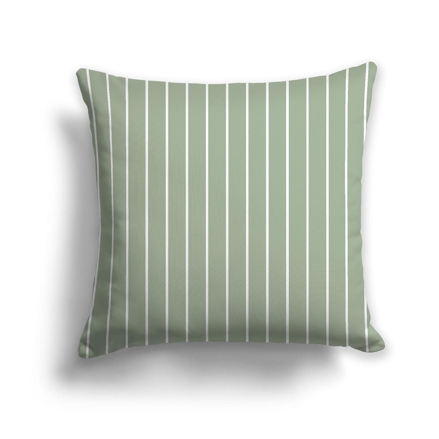Green Cotton Canvas Cushion Covers with Fine Off-White Stripes on Front, CACU-1052-152