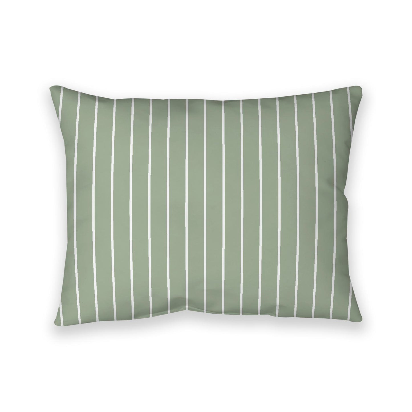 Green Cotton Canvas Cushion Covers with Fine Off-White Stripes on Front, CACU-1052-152