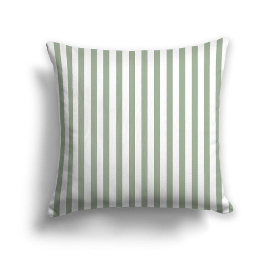 Off-White Cotton Canvas Cushion Covers with Thin Green Bars on Front, CACU-1052-241