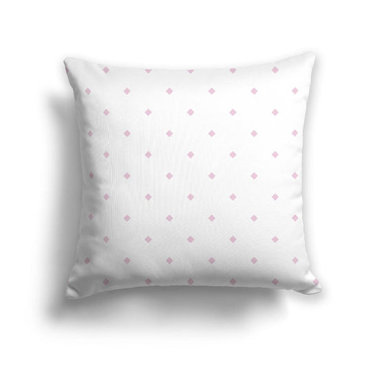 Off-White Cotton Canvas Cushion Covers with Pink Diamonds on Front, CACU-1081-101