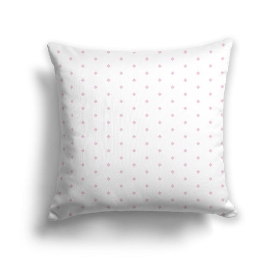 Off-White Cotton Canvas Cushion Covers with Fine Pink Diamonds on Front, CACU-1081-111