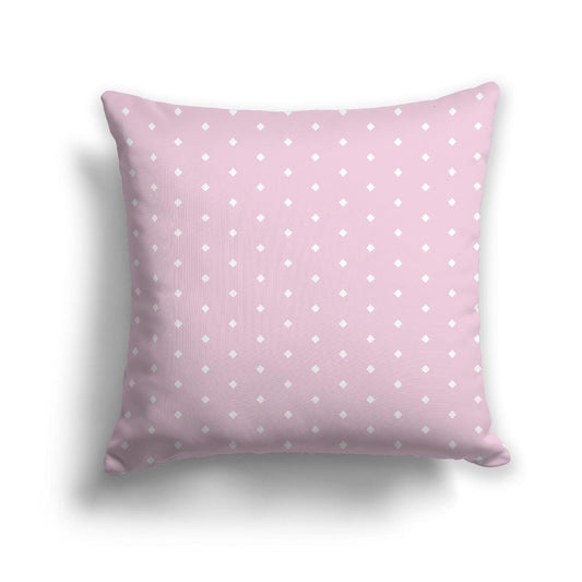 Pink Cotton Canvas Cushion Covers with Fine Off-White Diamonds on Front, CACU-1081-112