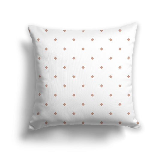 Off-White Cotton Canvas Cushion Covers with Salmon Diamonds on Front, CACU-1139-101