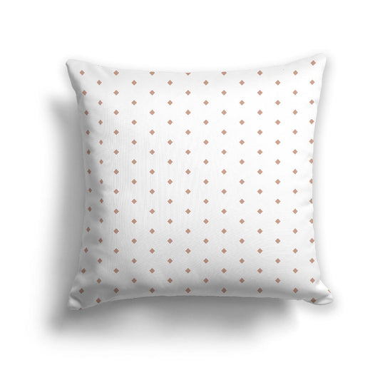 Off-White Cotton Canvas Cushion Covers with Fine Salmon Diamonds on Front, CACU-1139-111