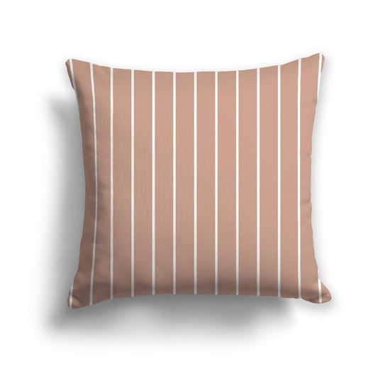 Salmon Cotton Canvas Cushion Covers with Fine Off-White Stripes on Front, CACU-1139-152
