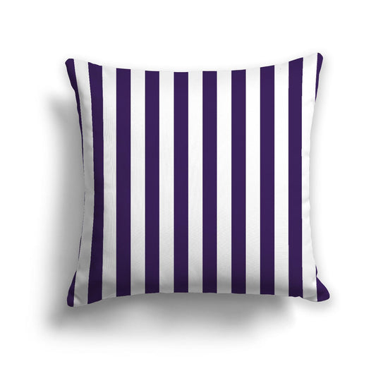 Off-White Cotton Canvas Cushion Covers with Purple Bars on Front, CACU-1143-051