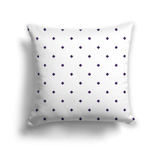 Off-White Cotton Canvas Cushion Covers with Purple Diamonds on Front, CACU-1143-101