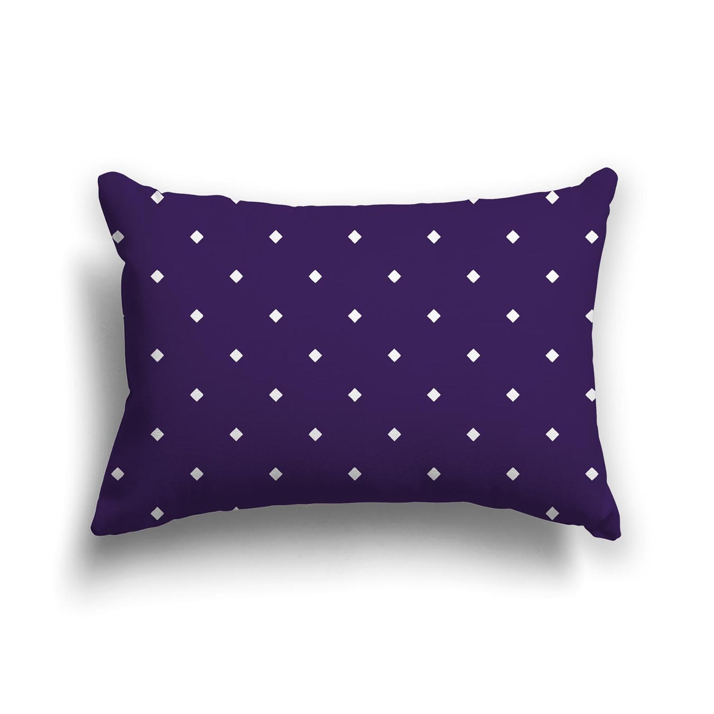 Purple Cotton Canvas Cushion Covers with Off-White Diamonds on Front, CACU-1143-102