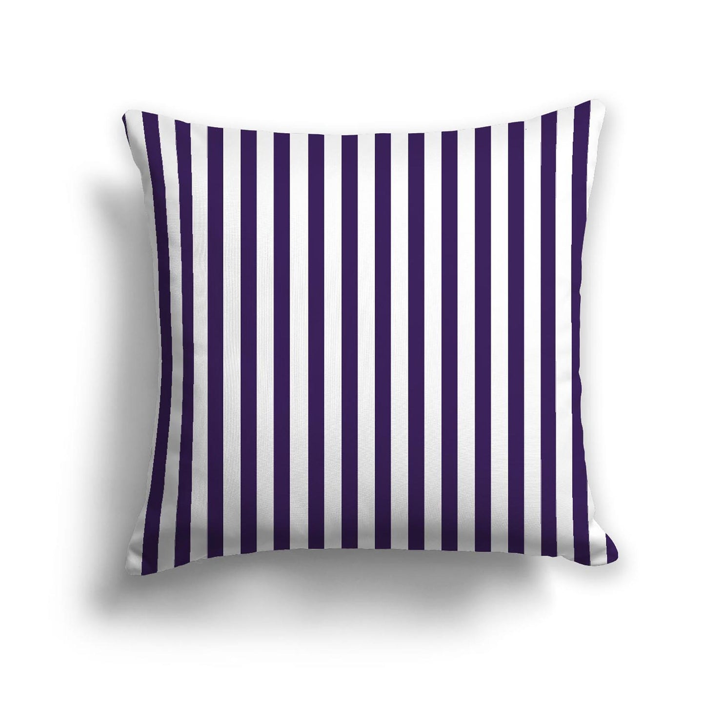 Off-White Cotton Canvas Cushion Covers with Thin Purple Bars on Front, CACU-1143-241