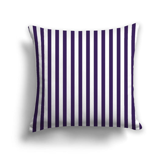 Off-White Cotton Canvas Cushion Covers with Thin Purple Bars on Front, CACU-1143-241