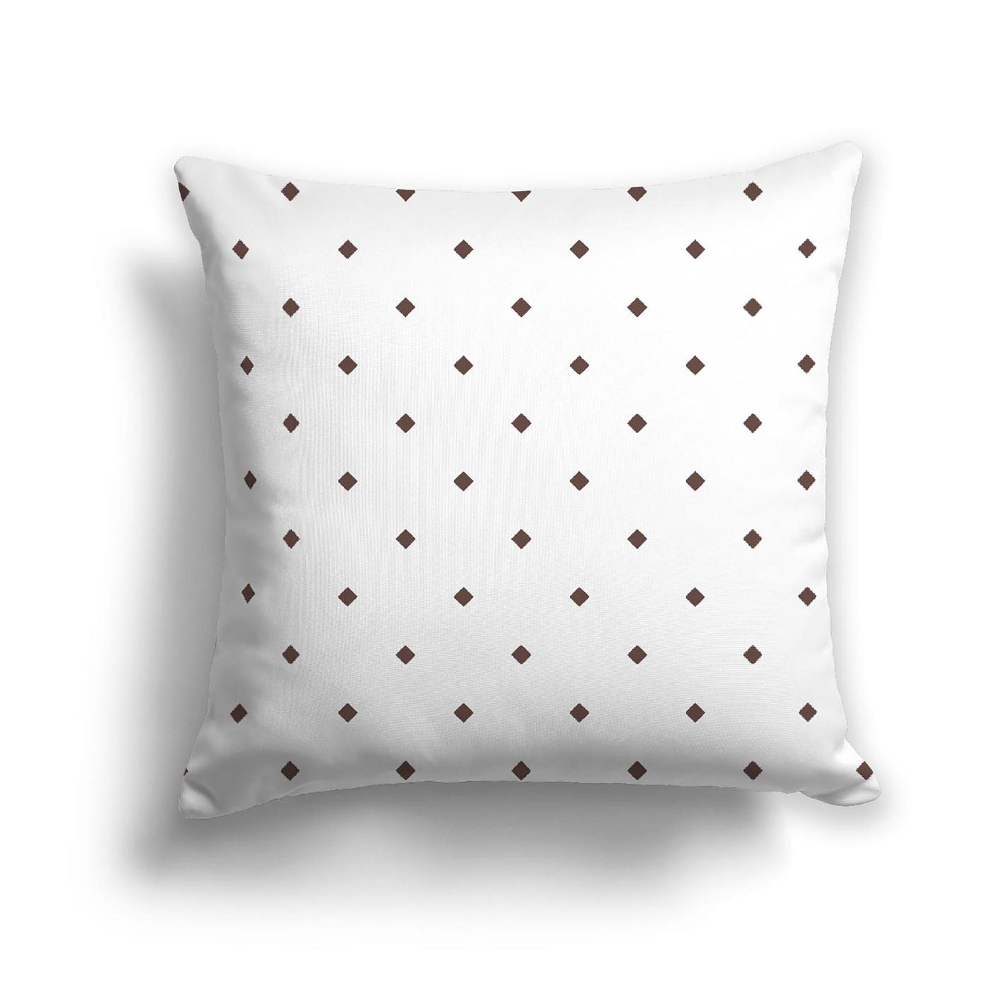 Off-White Cotton Canvas Cushion Covers with Brown Diamonds on Front, CACU-1161-101
