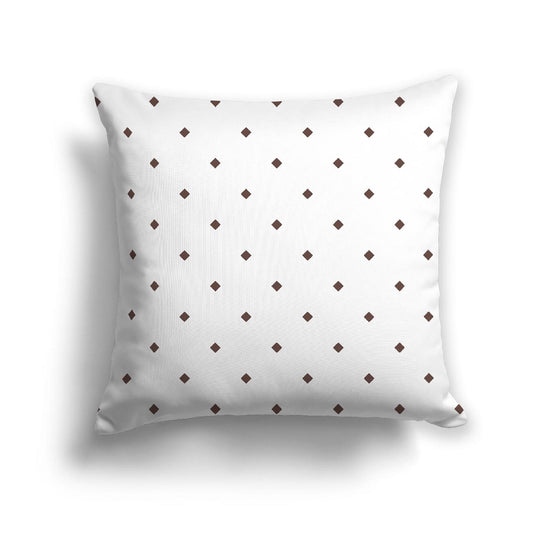 Off-White Cotton Canvas Cushion Covers with Brown Diamonds on Front, CACU-1161-101