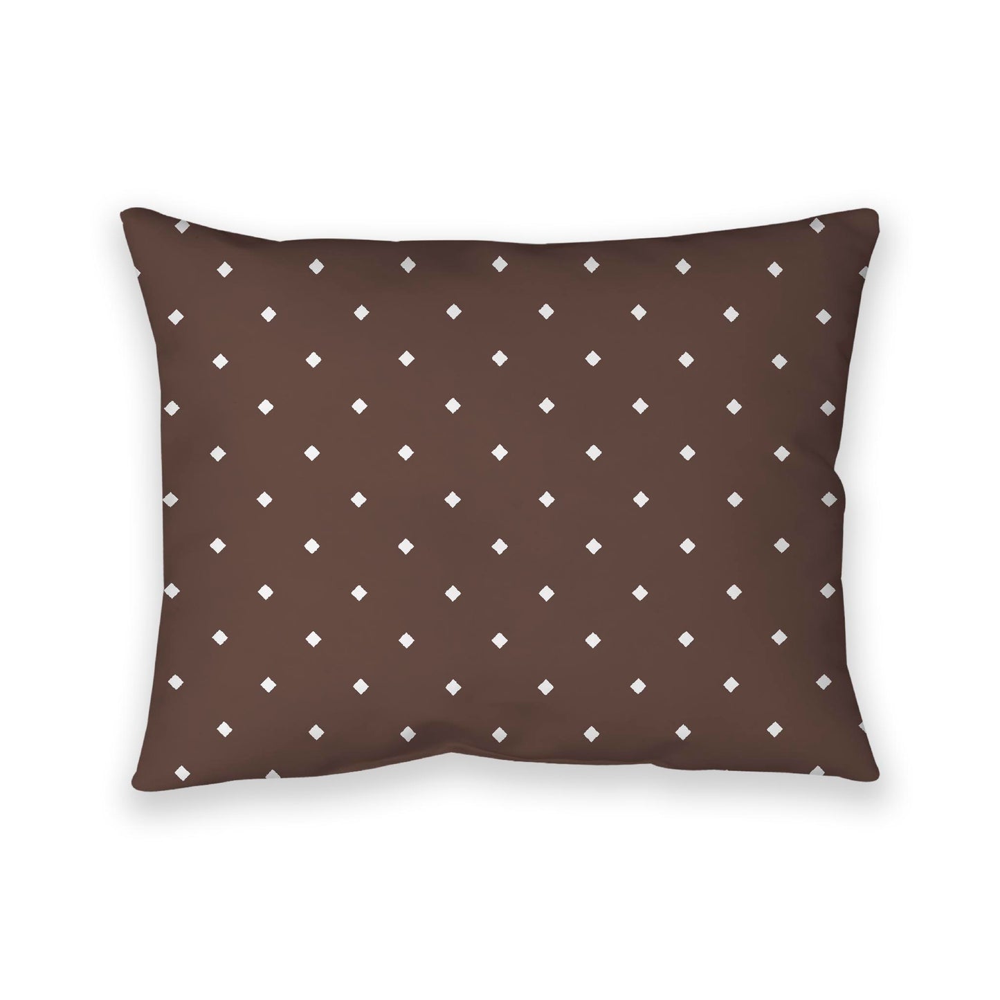 Brown Cotton Canvas Cushion Covers with Off-White Diamonds on Front, CACU-1161-102
