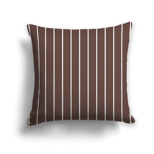Brown Cotton Canvas Cushion Covers with Fine Off-White Stripes on Front, CACU-1161-152