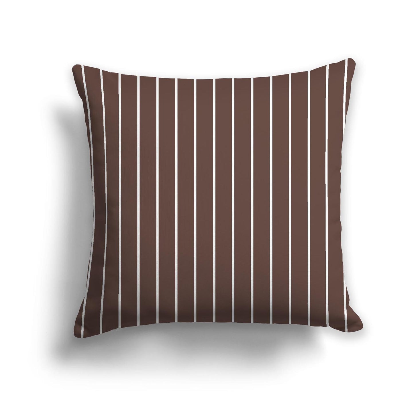 Brown Cotton Canvas Cushion Covers with Fine Off-White Stripes on Front, CACU-1161-152