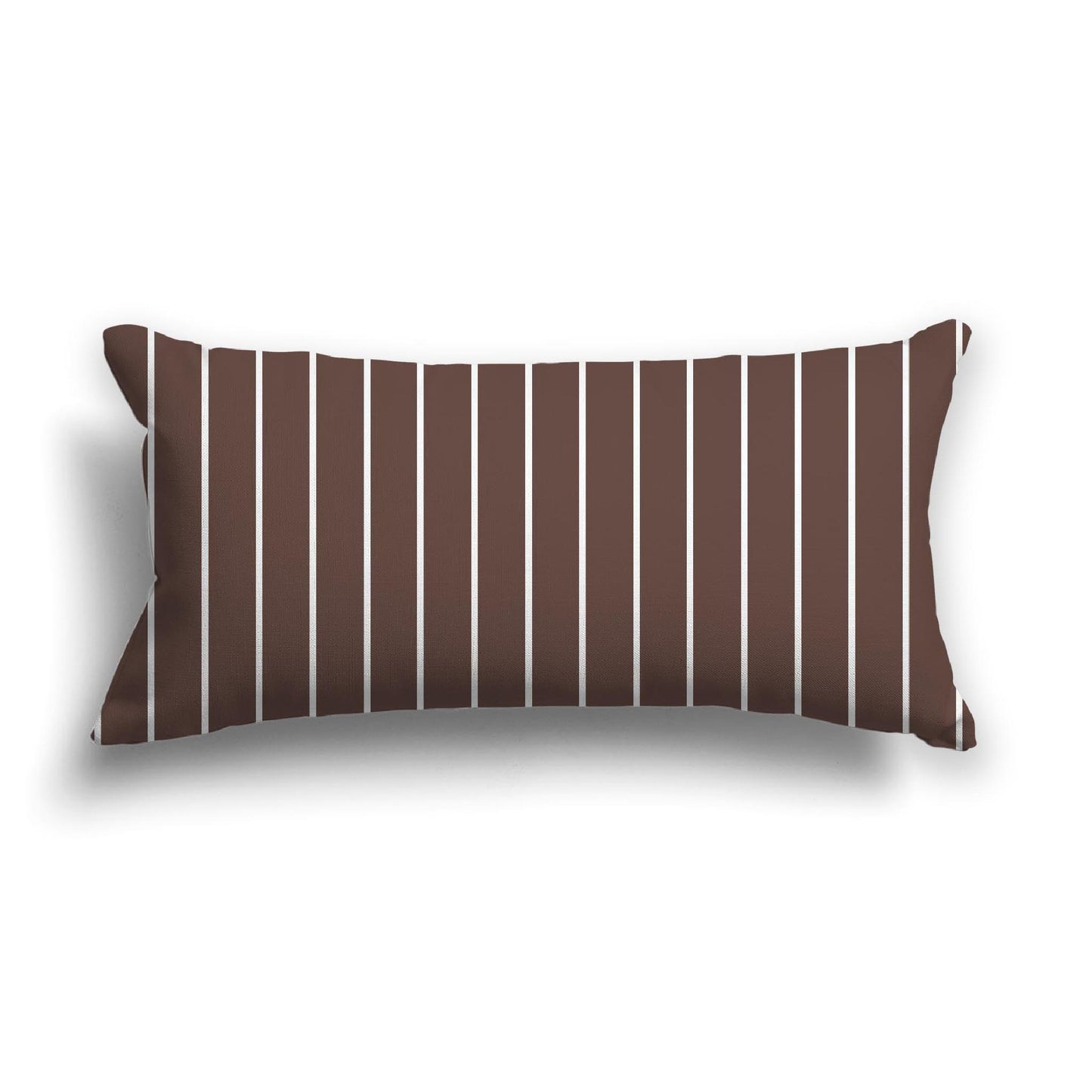 Brown Cotton Canvas Cushion Covers with Fine Off-White Stripes on Front, CACU-1161-152