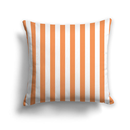 Off-White Cotton Canvas Cushion Covers with Orange Bars on Front, CACU-1181-051
