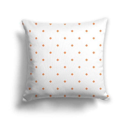 Off-White Cotton Canvas Cushion Covers with Orange Diamonds on Front, CACU-1181-101