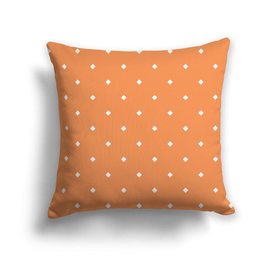 Orange Cotton Canvas Cushion Covers with Off-White Diamonds on Front, CACU-1181-102