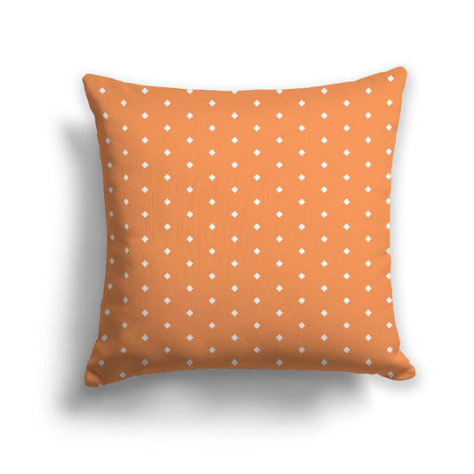 Orange Cotton Canvas Cushion Covers with Fine Off-White Diamonds on Front, CACU-1181-112