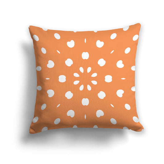 Orange Cotton Canvas Cushion Covers with Off-White Burst Pattern on Front, CACU-1181-232