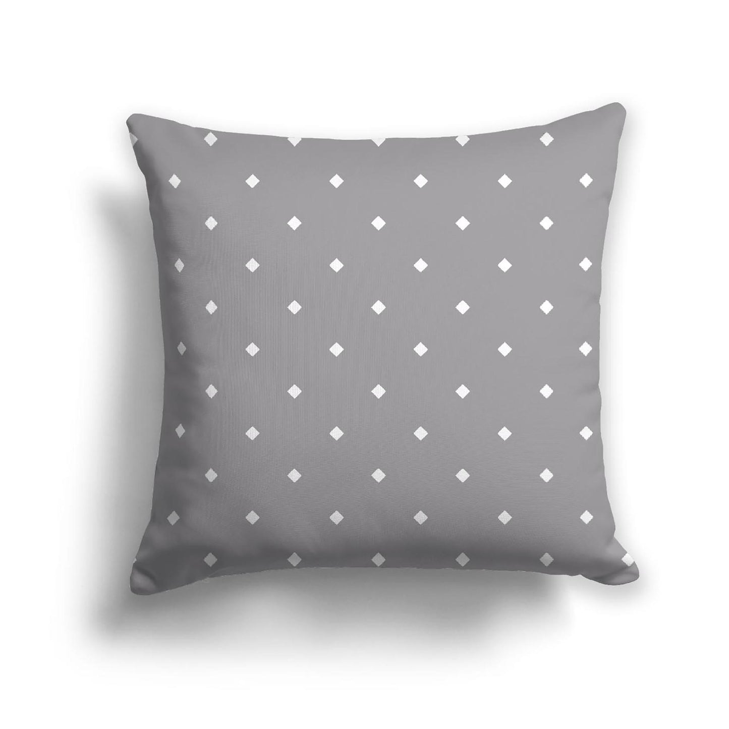 Grey Cotton Canvas Cushion Covers with Off-White Diamonds on Front, CACU-1203-102