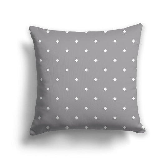 Grey Cotton Canvas Cushion Covers with Off-White Diamonds on Front, CACU-1203-102