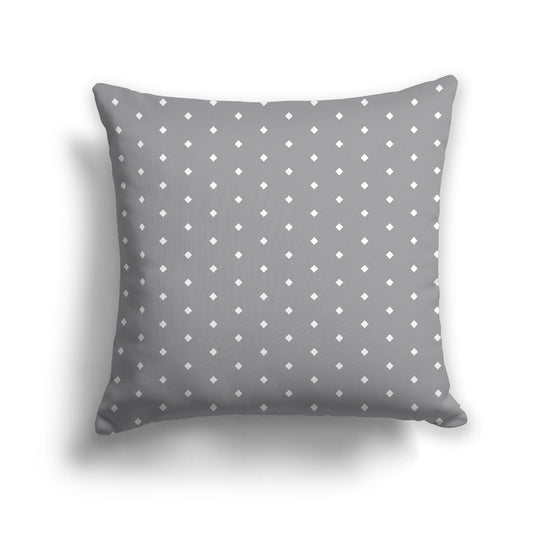 Grey Cotton Canvas Cushion Covers with Fine Off-White Diamonds on Front, CACU-1203-112