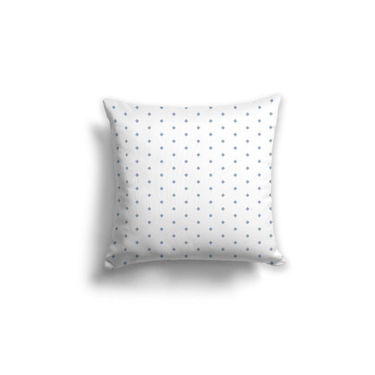Off-White Cotton Canvas Cushion Covers with Fine Blue Diamonds on Front, CACU-1231-111
