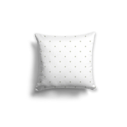 Off-White Cotton Canvas Cushion Covers with Pale Green Diamonds on Front, CACU-1241-101