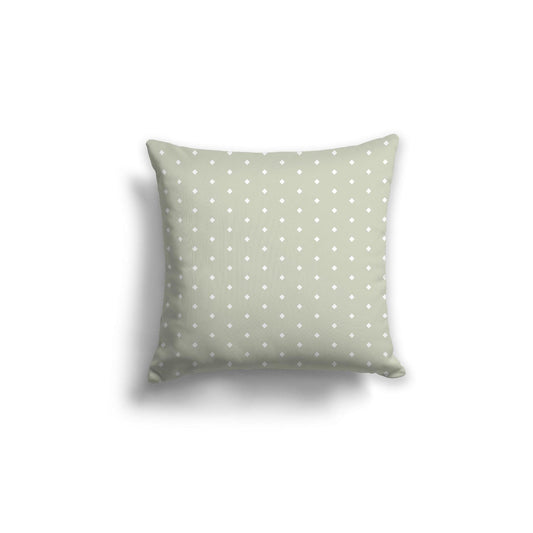 Pale Green Cotton Canvas Cushion Covers with Fine Off-White Diamonds on Front, CACU-1241-112