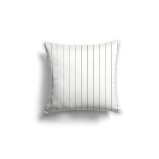 Off-White Cotton Canvas Cushion Covers with Fine Pale Green Stripes on Front, CACU-1241-151