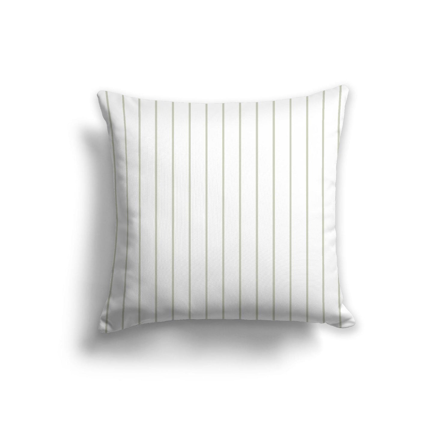 Off-White Cotton Canvas Cushion Covers with Fine Pale Green Stripes on Front, CACU-1241-151