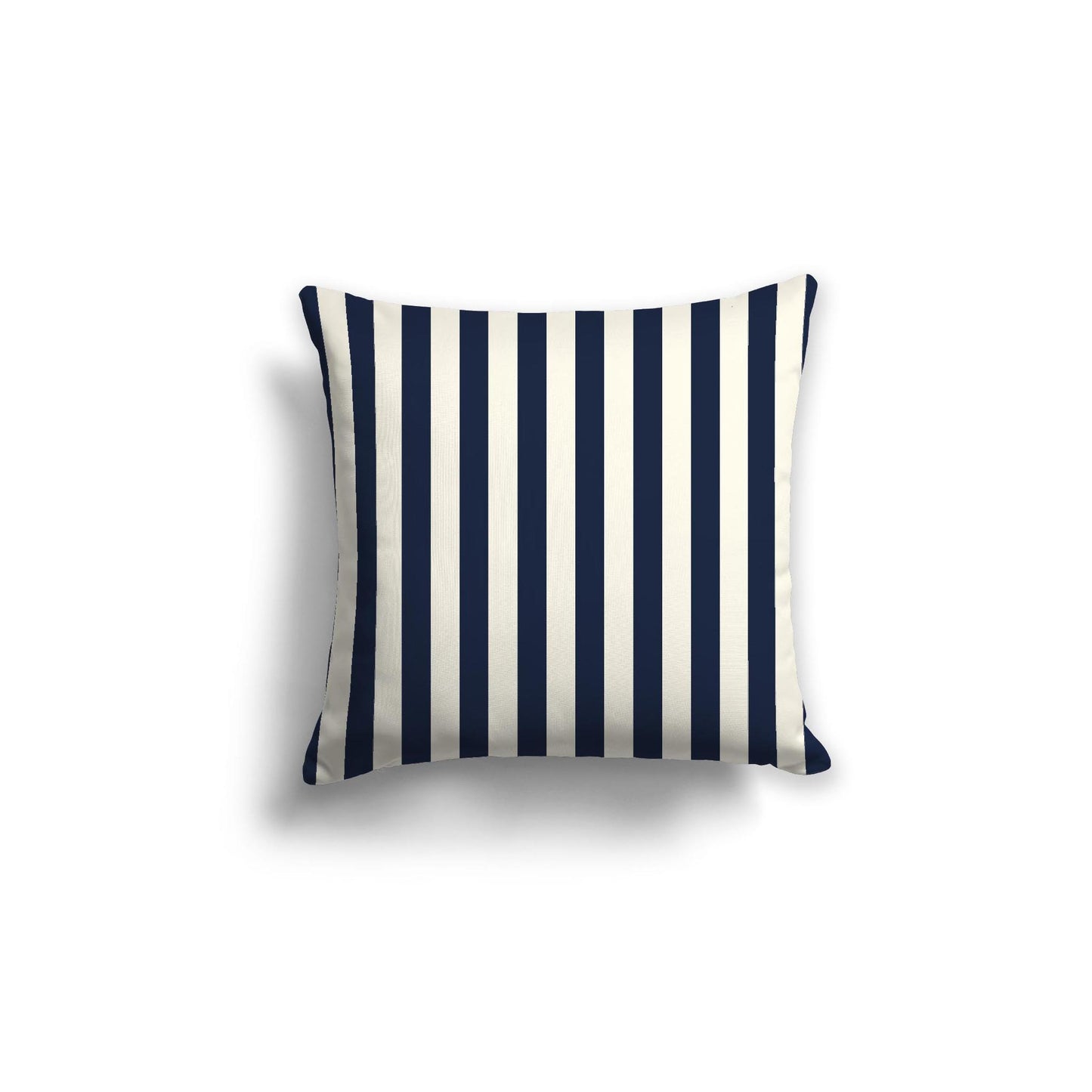 Pale Cream Cotton Canvas Cushion Covers with Navy Blue Bars on Front, 18 x 18 inches / 46 x 46 cm