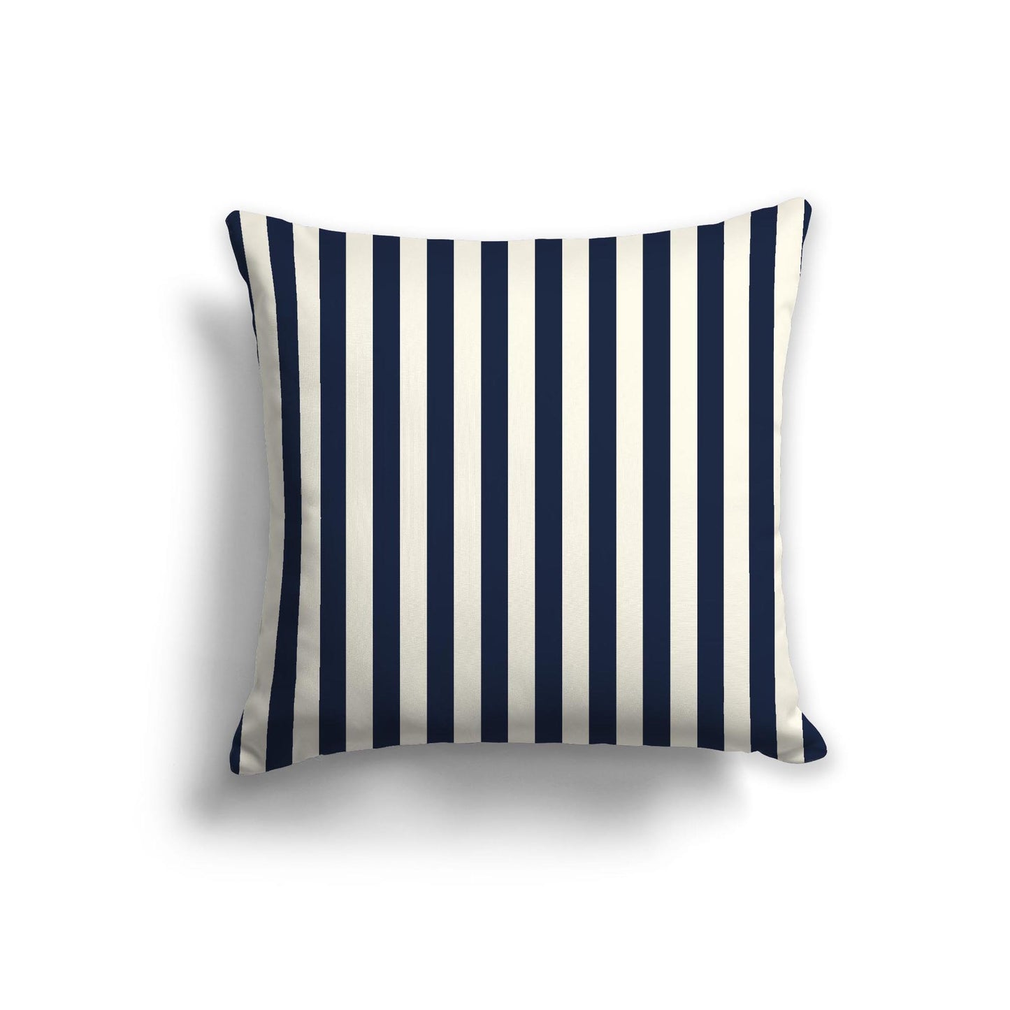 Pale Cream Cotton Canvas Cushion Covers with Navy Blue Bars on Front, 22 x 22 inches