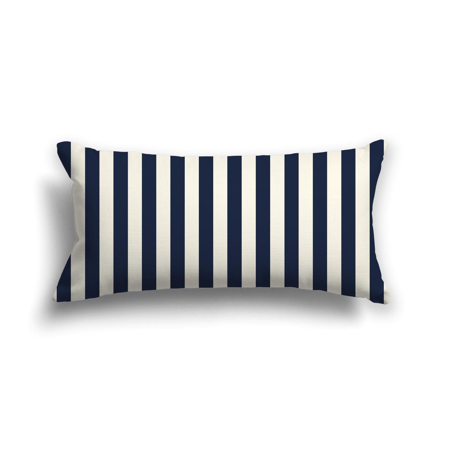 Pale Cream Cotton Canvas Cushion Covers with Navy Blue Bars on Front, 24 x 12 inches / 61 x 30 cm