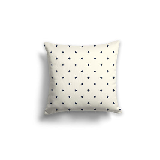 Pale Cream Cotton Canvas Cushion Covers with Navy Blue Diamonds on Front, 18 x 18 inches / 46 x 46 cm