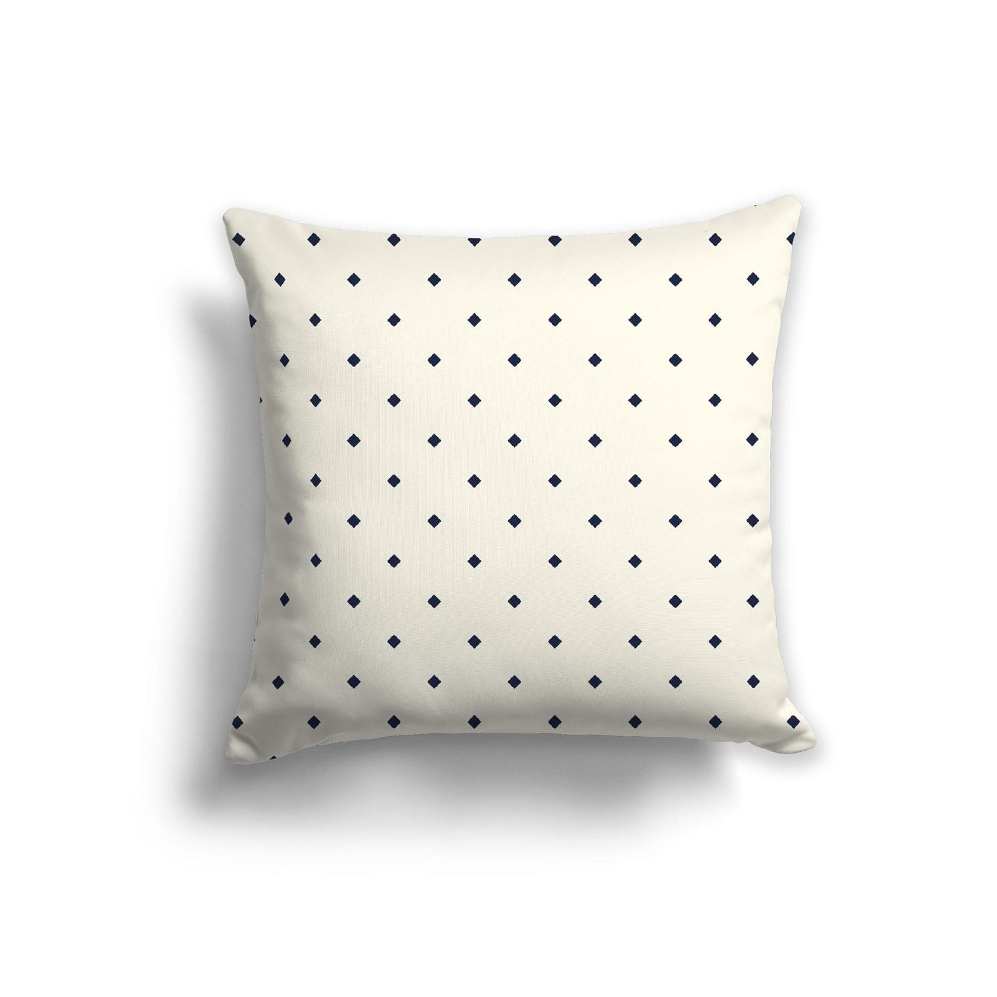 Pale Cream Cotton Canvas Cushion Covers with Navy Blue Diamonds on Front, 22 x 22 inches