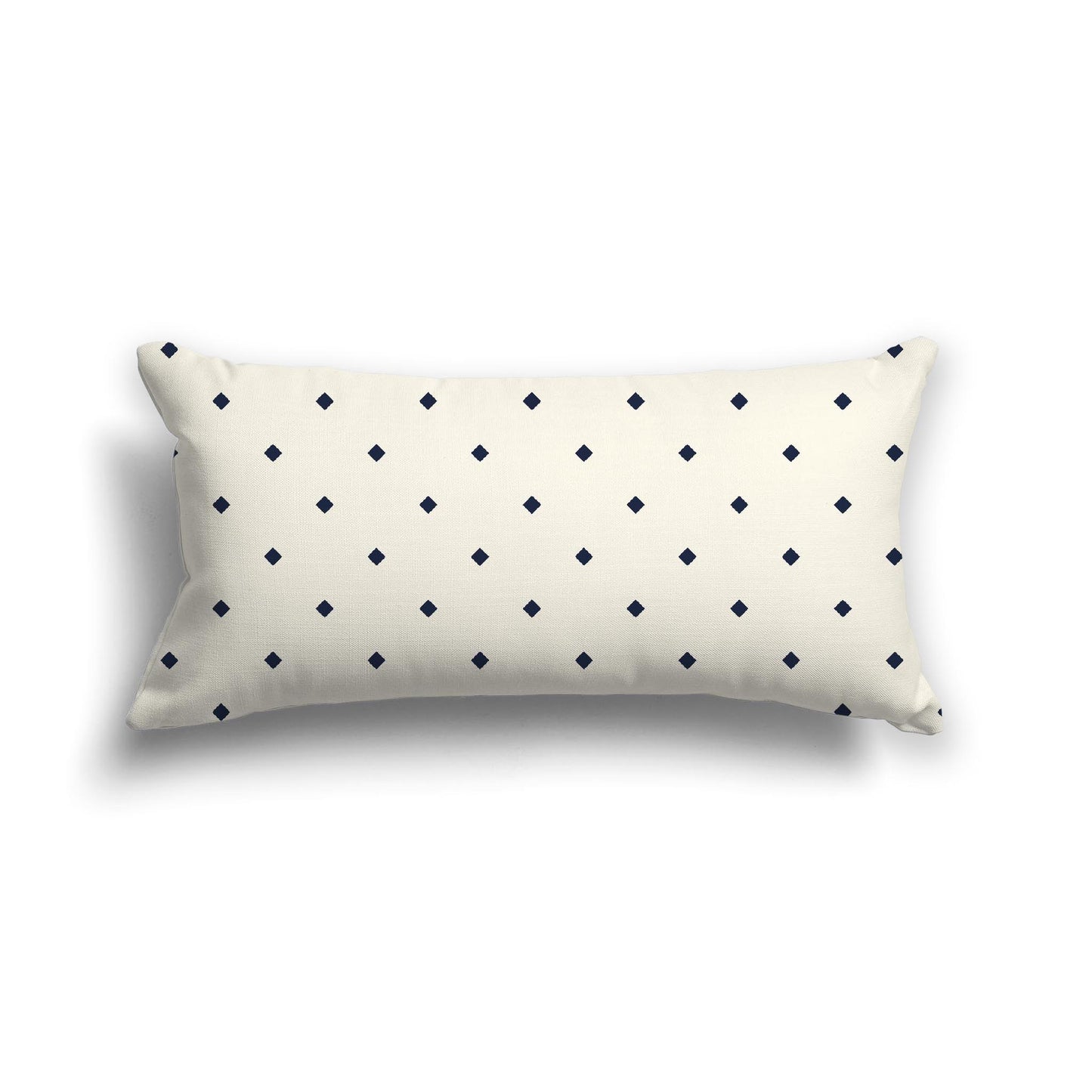 Pale Cream Cotton Canvas Cushion Covers with Navy Blue Diamonds on Front, 24 x 12 inches / 61 x 30 cm