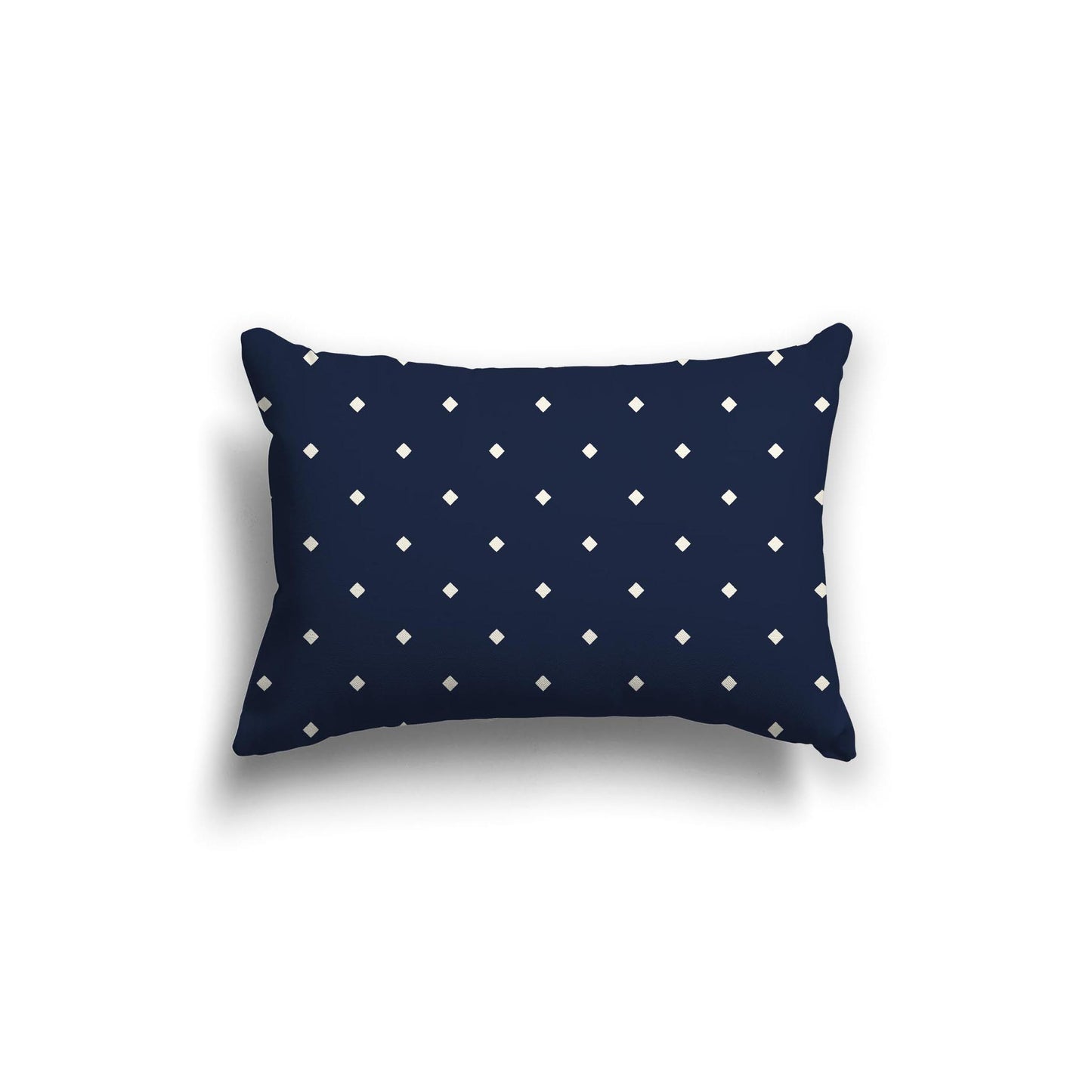 Navy Blue Cotton Canvas Cushion Covers with Pale Cream Diamonds on Front, 20 x 14 inches