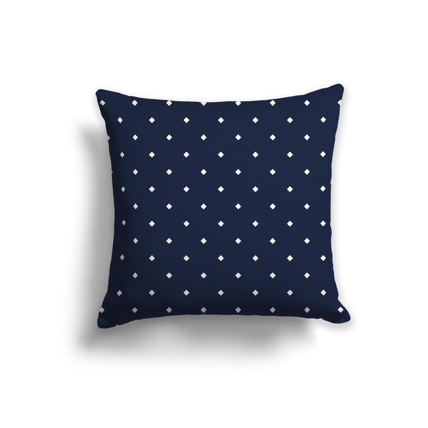 Navy Blue Cotton Canvas Cushion Covers with Pale Cream Diamonds on Front, 22 x 22 inches