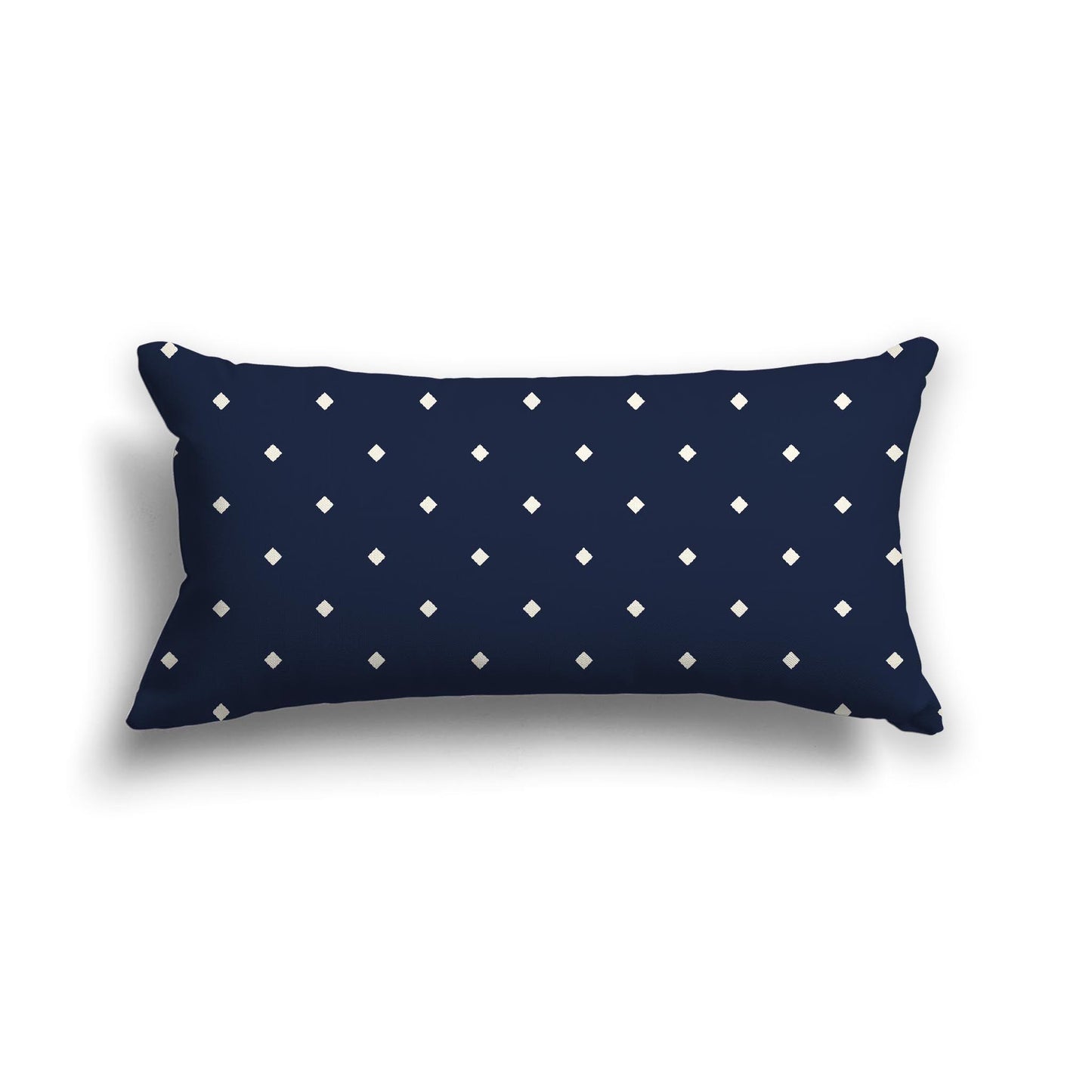 Navy Blue Cotton Canvas Cushion Covers with Pale Cream Diamonds on Front, 24 x 12 inches / 61 x 30 cm