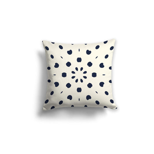 Pale Cream Cotton Canvas Cushion Covers with Navy Blue Burst Pattern on Front, 18 x 18 inches / 46 x 46 cm