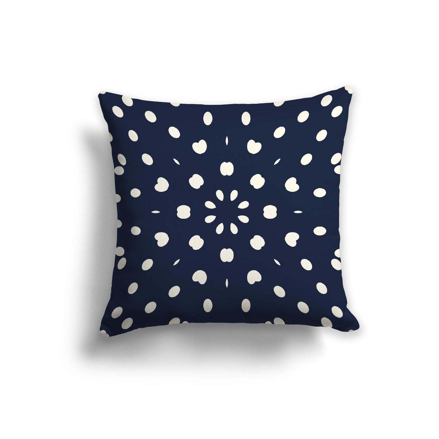 Navy Blue Cotton Canvas Cushion Covers with Pale Cream Burst Pattern on Front, 22 x 22 inches